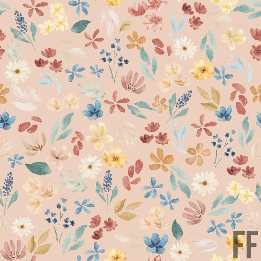 Ditsy Liberty Floral Rainbow on peach