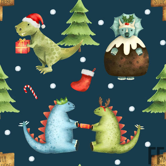 Christmas dino navy