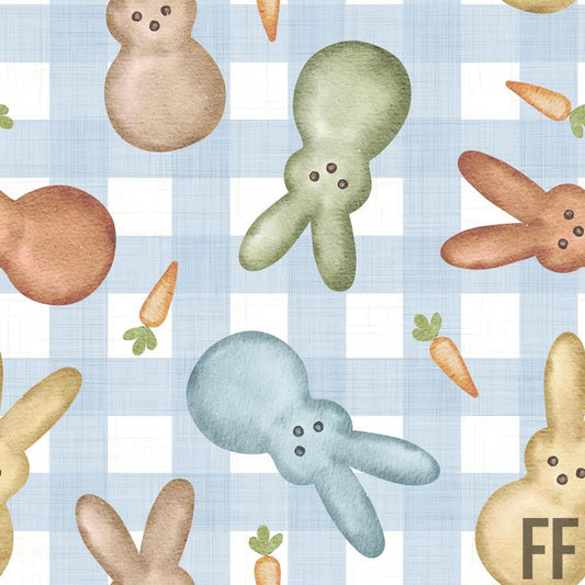 Peeps on blue Gingham