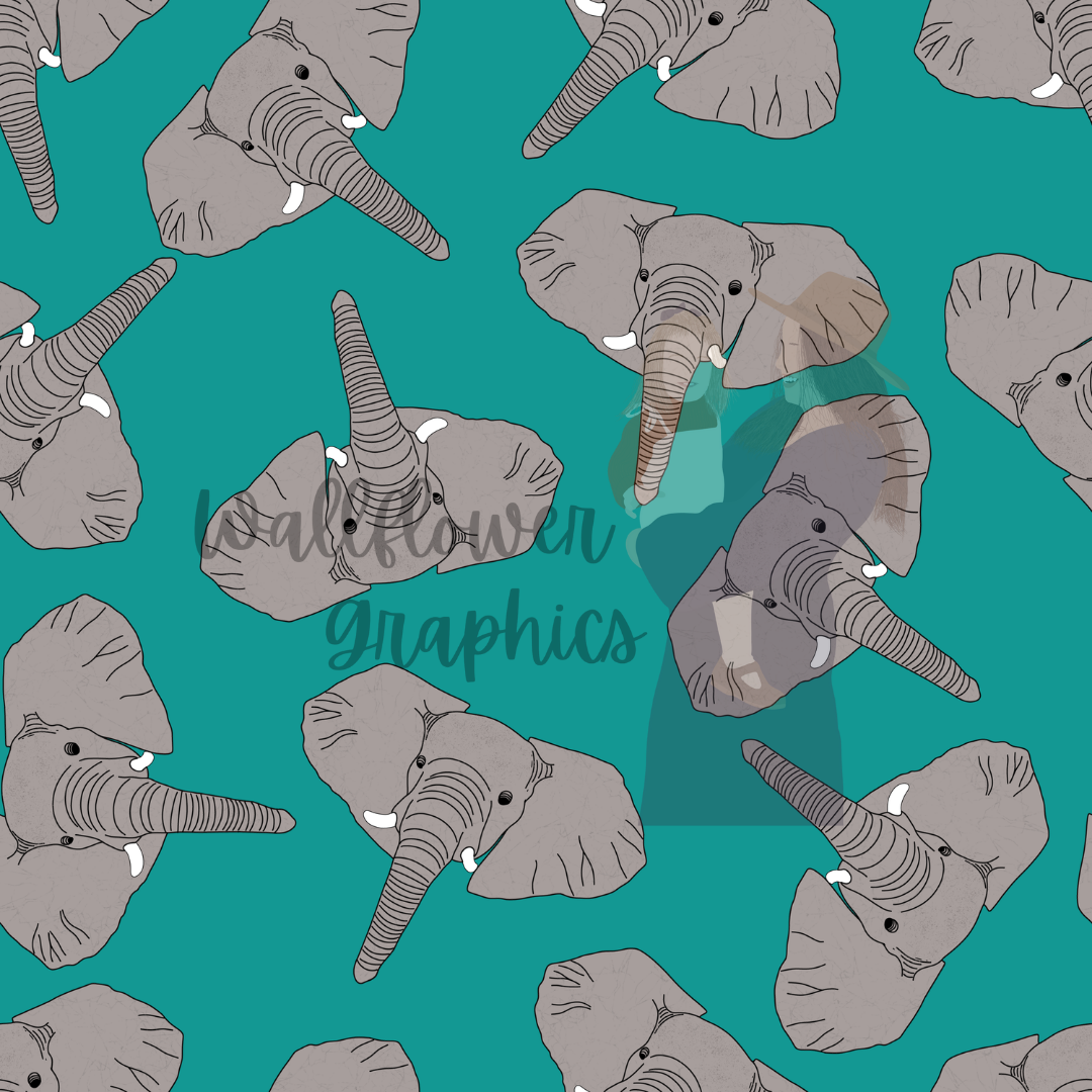 Elephants on teal