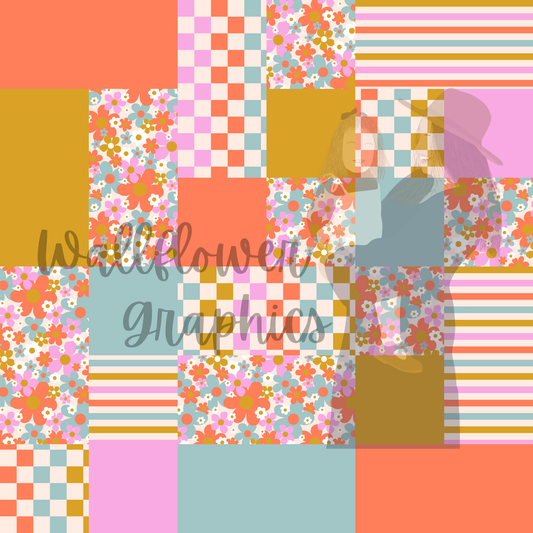 Summer Groovy Floral Patchwork