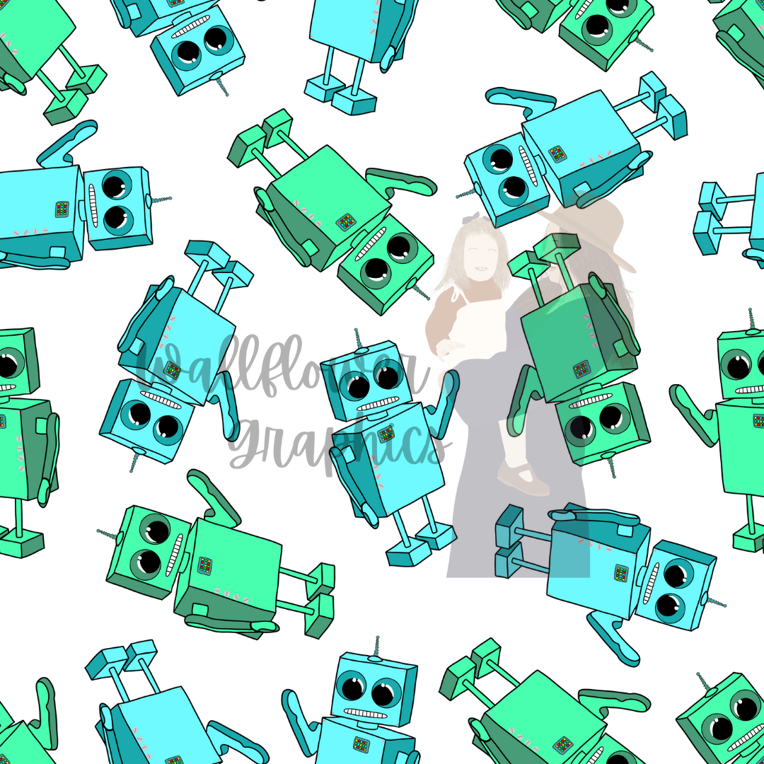 Blue green robots