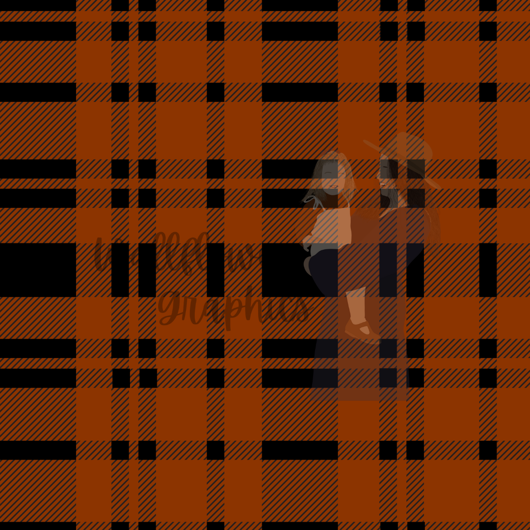 Orange and black plaid