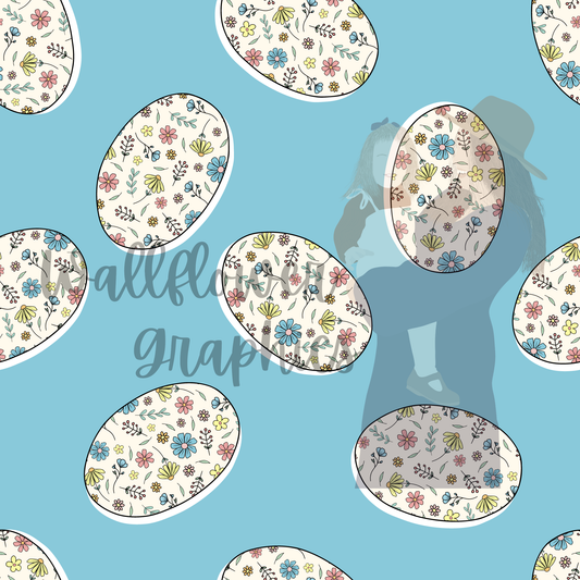 Dainty Floral Eggs-Blue