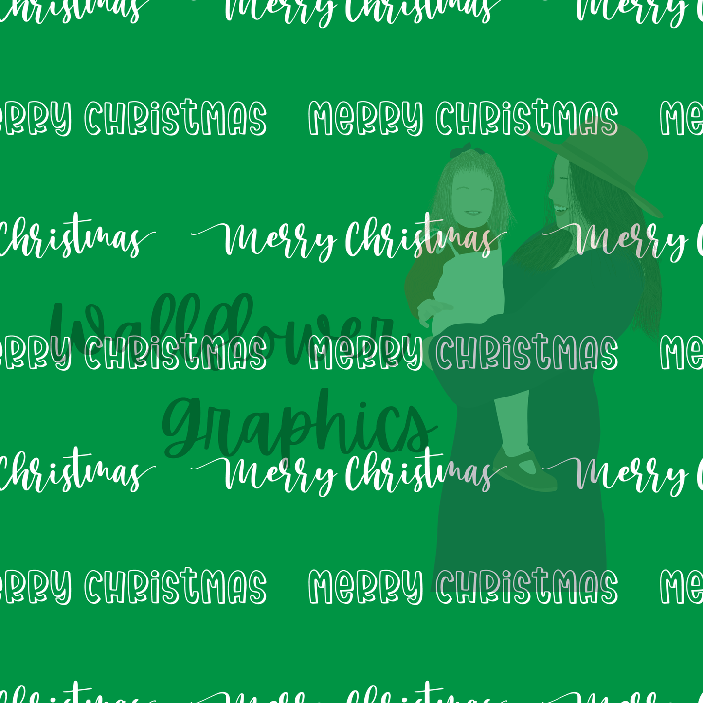 Merry Christmas Outline Green