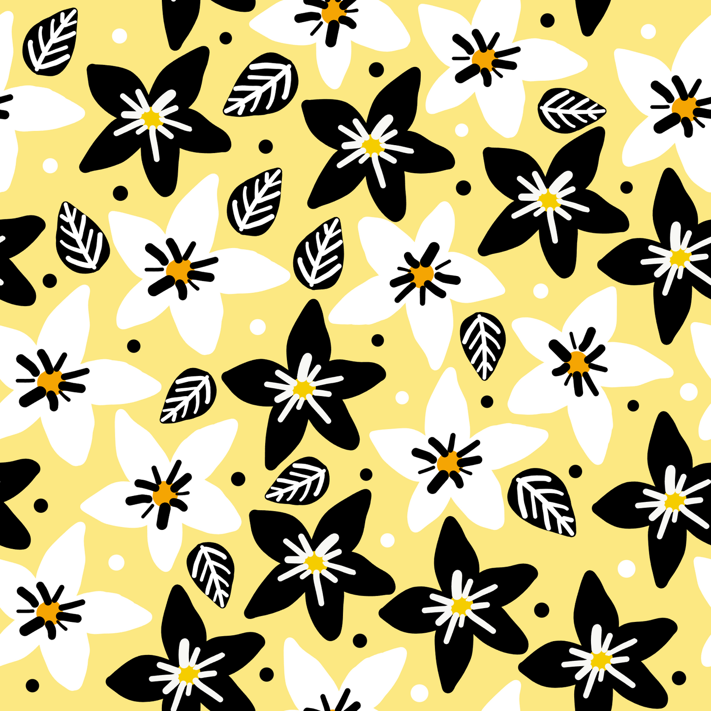 Black, Yellow Floral