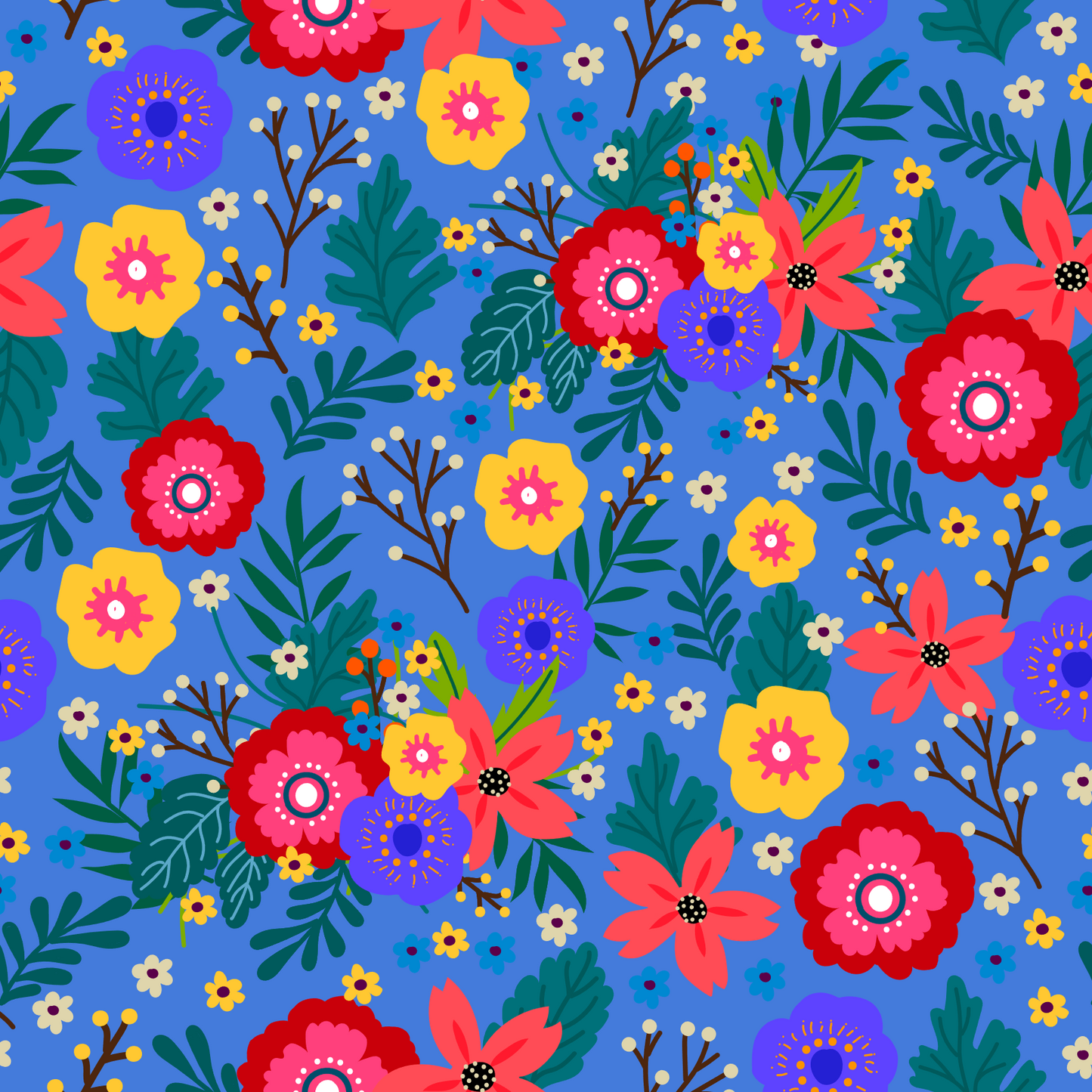 Blue, yellow floral