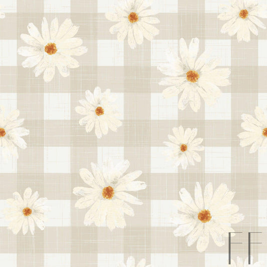 Daisies Beige Gingham