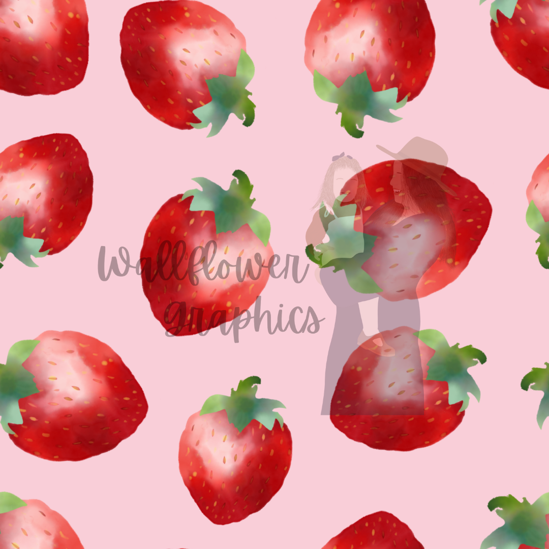 Strawberries on pink