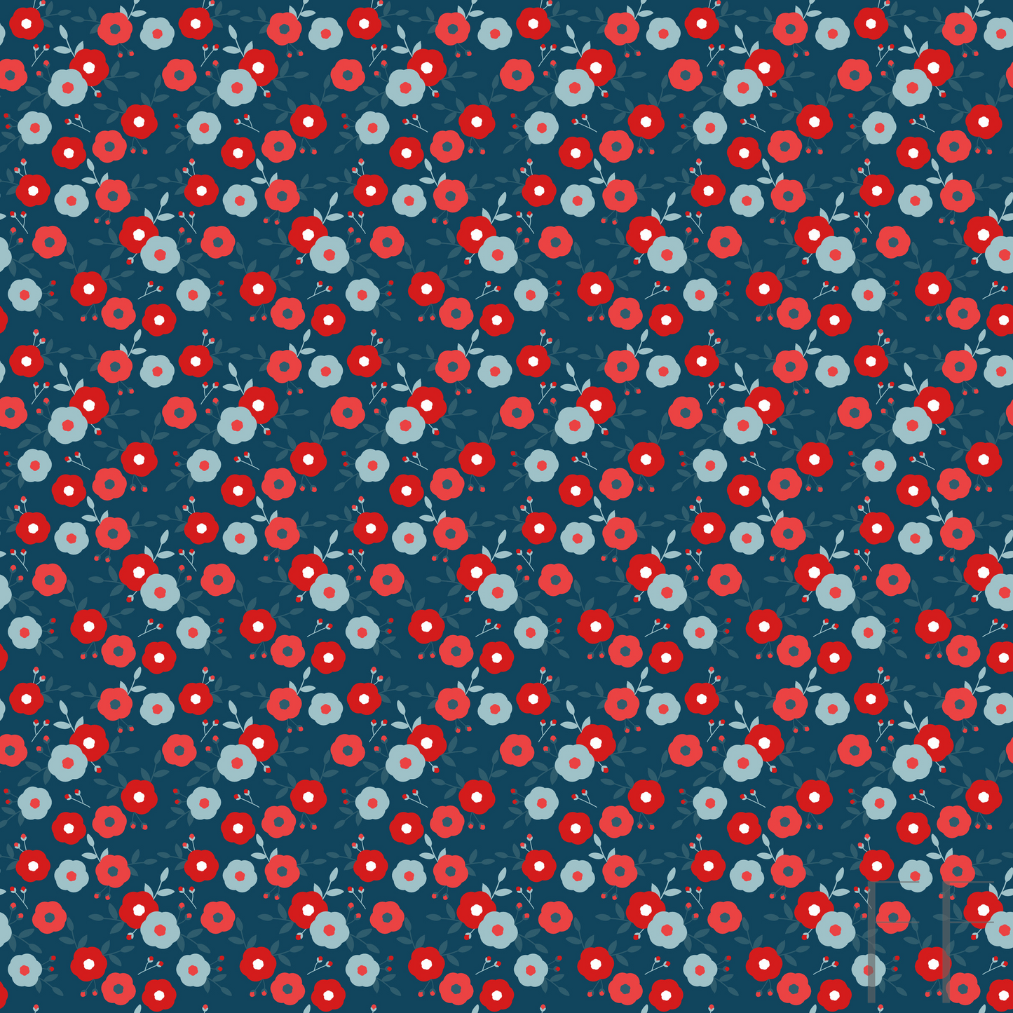 Red & teal floral