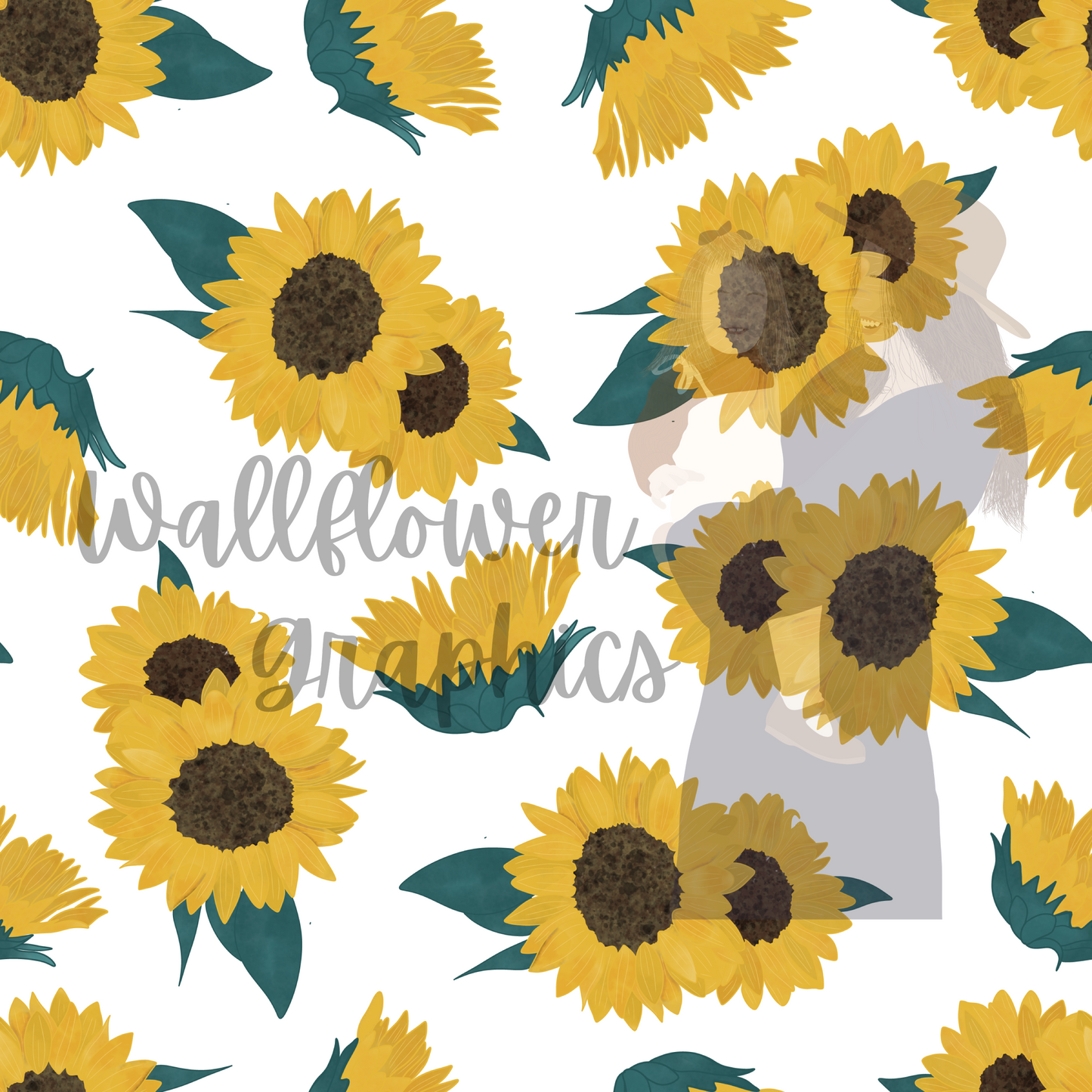 Watercolor sunflower white