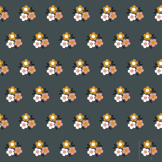Orange Grey Floral