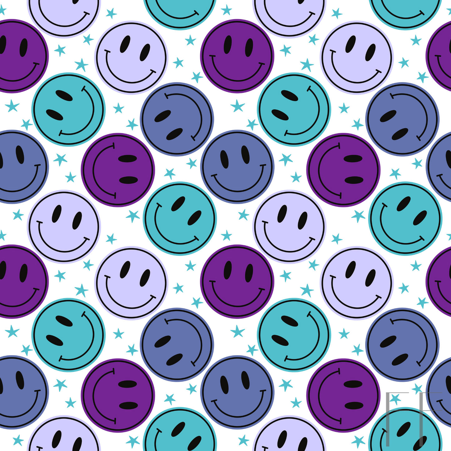 Purple, teal smiley