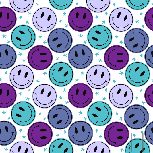 Purple, teal smiley