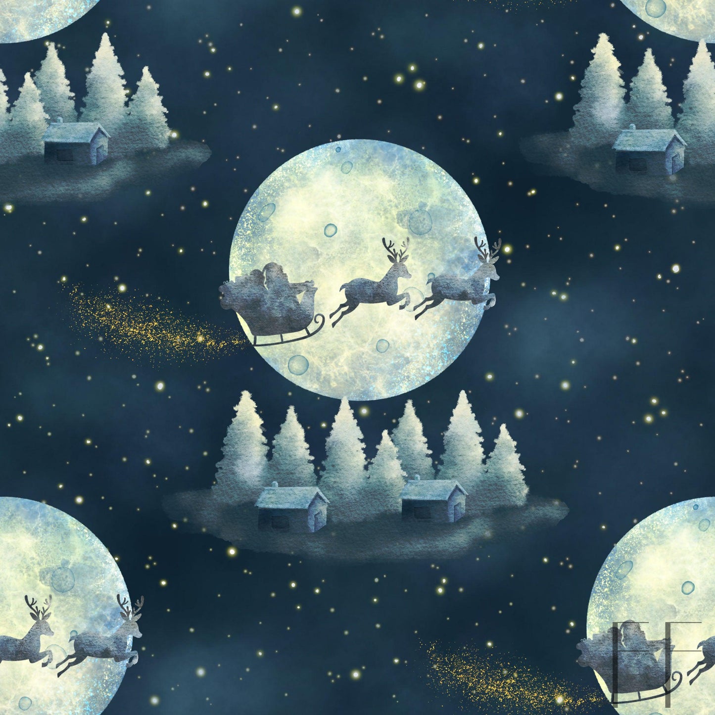 Santa sleigh Moon