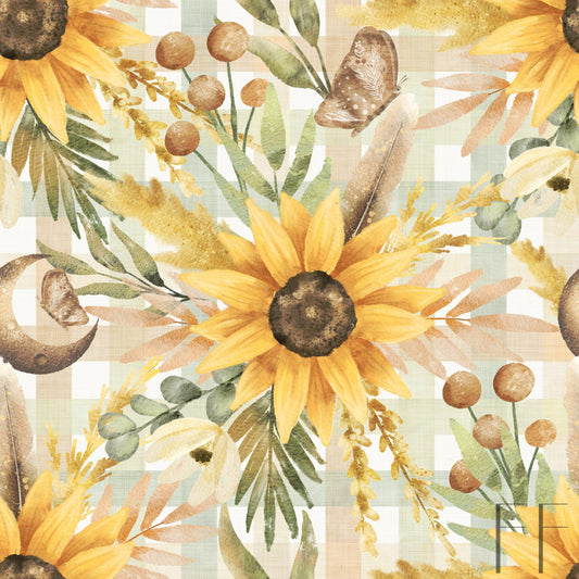 Sunflower boho floral