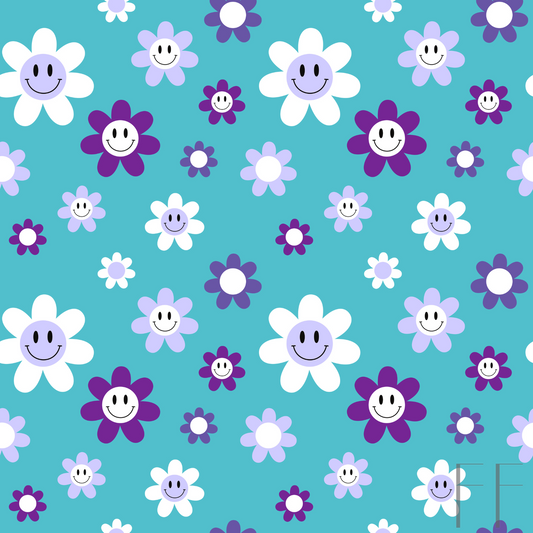 Teal Smiley flowers