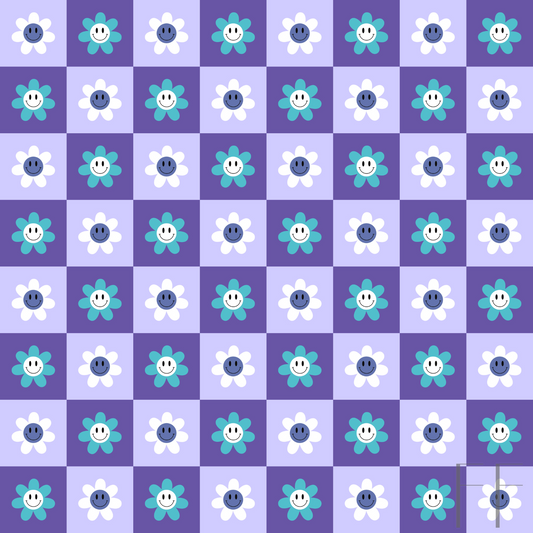 Teal, purple check