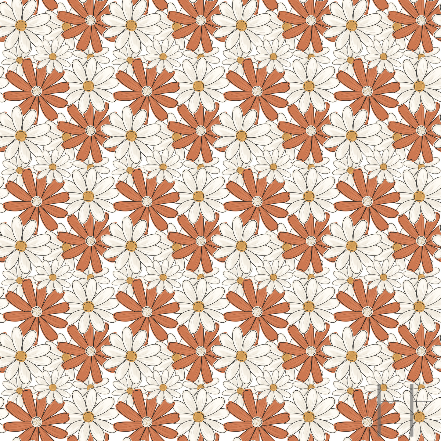 White, rust floral