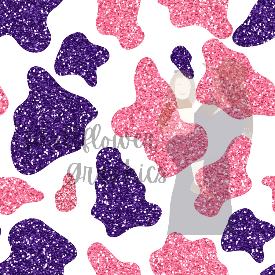 Purple and pink glitter cow