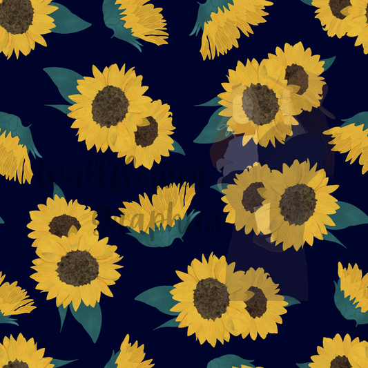 Watercolor Sunflowers-black