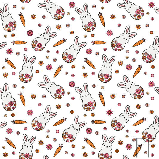 Easter bunny on white floral