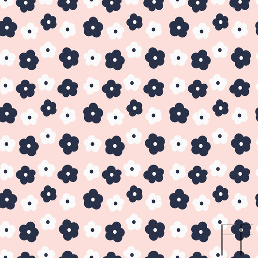 Navy flower on pink