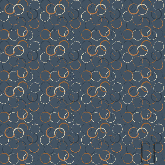 Rust sketch circle on navy