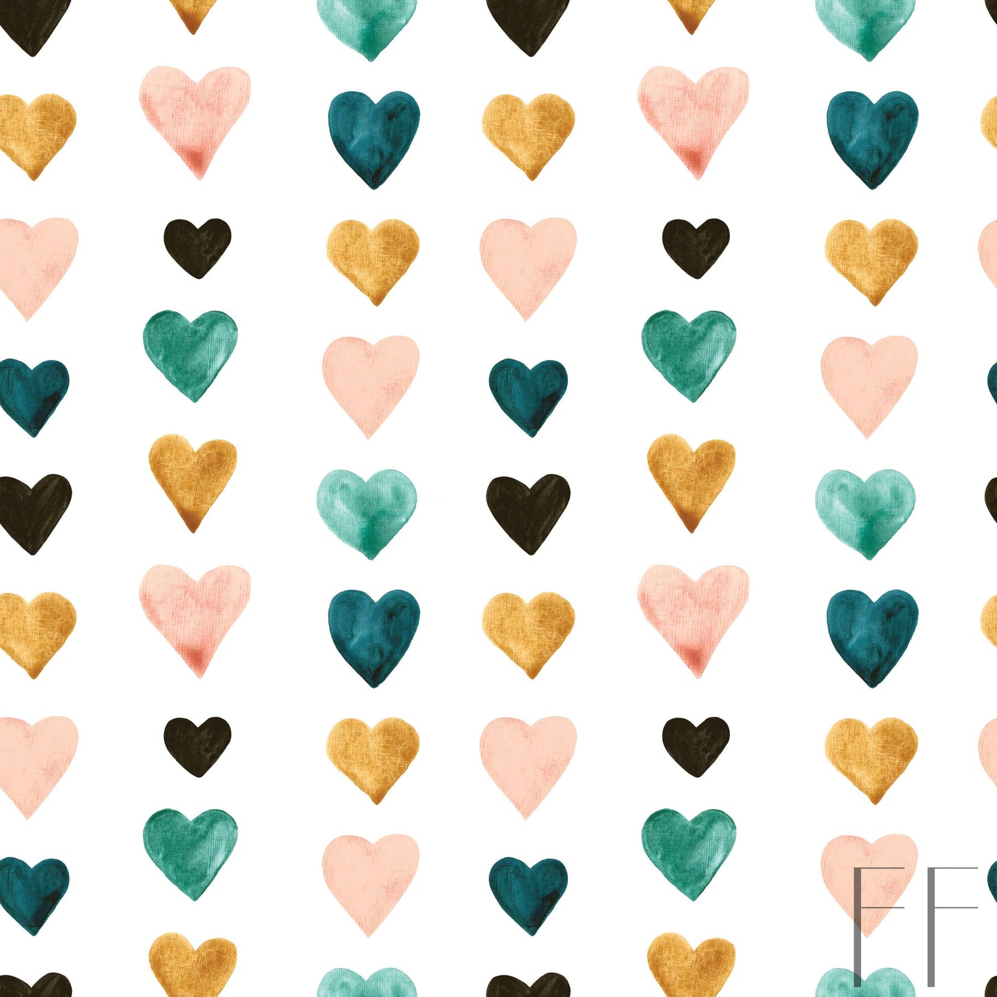 Watercolor Hearts Colorful