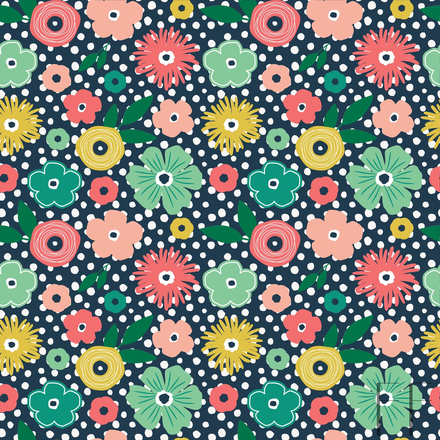 Floral on dots