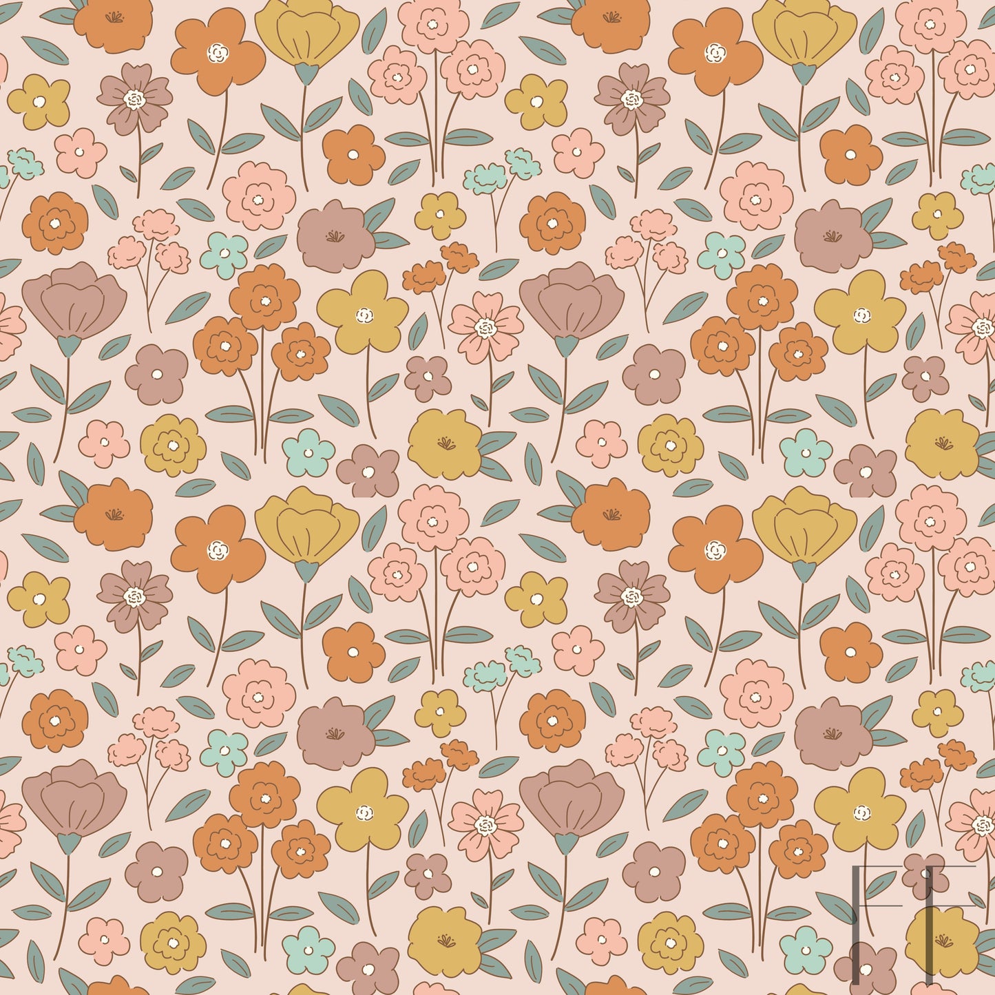 Floral on tan