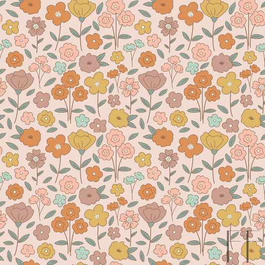 Floral on tan