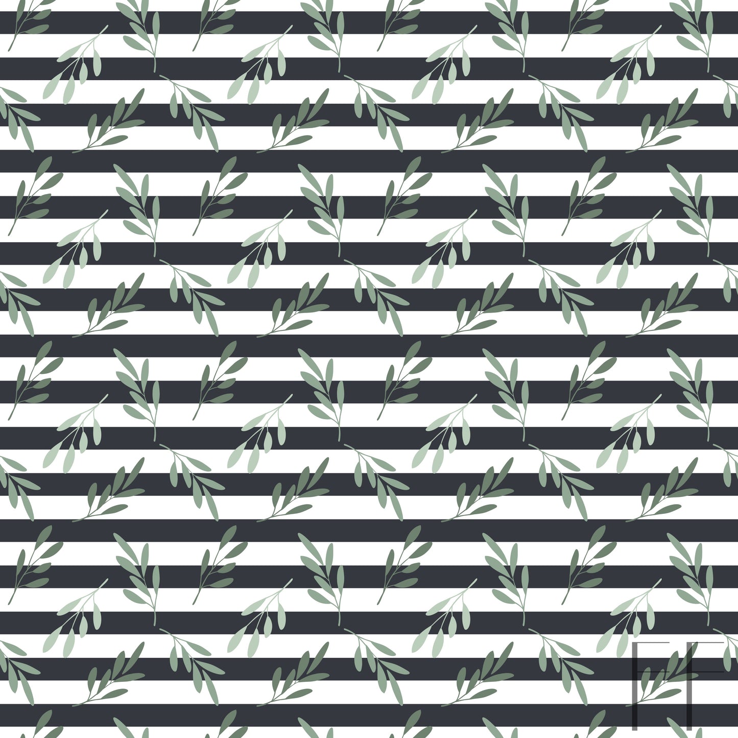 Greenery on b&w stripes