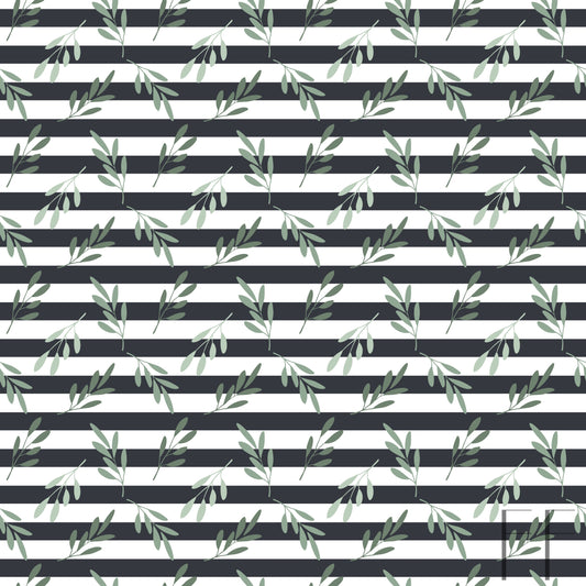 Greenery on b&w stripes