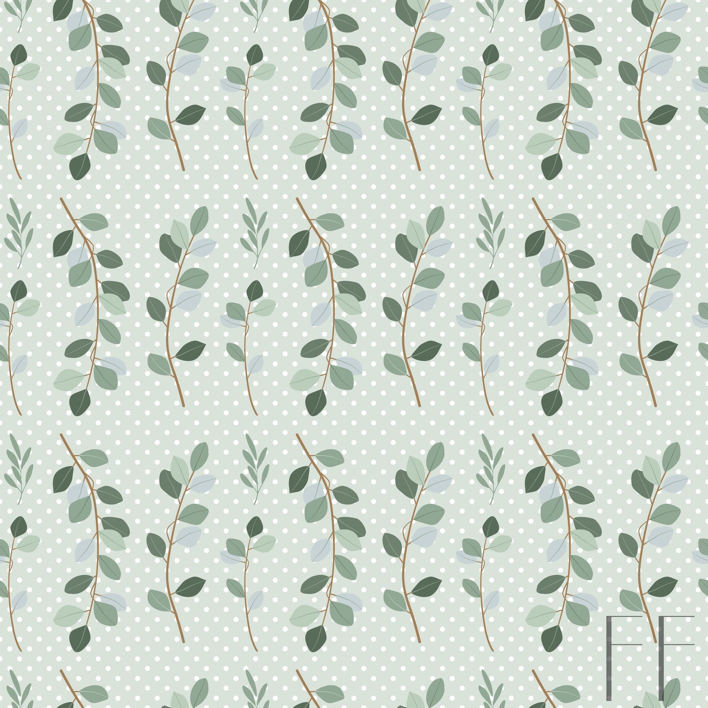 Eucalyptus teal polka dot