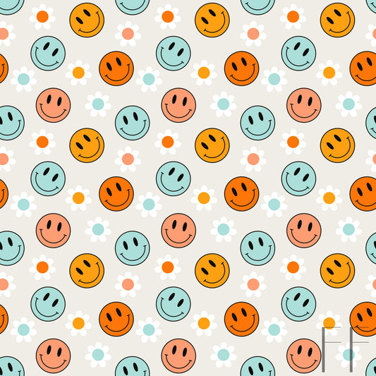 Teal orange happy face