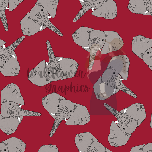 Elephants on maroon