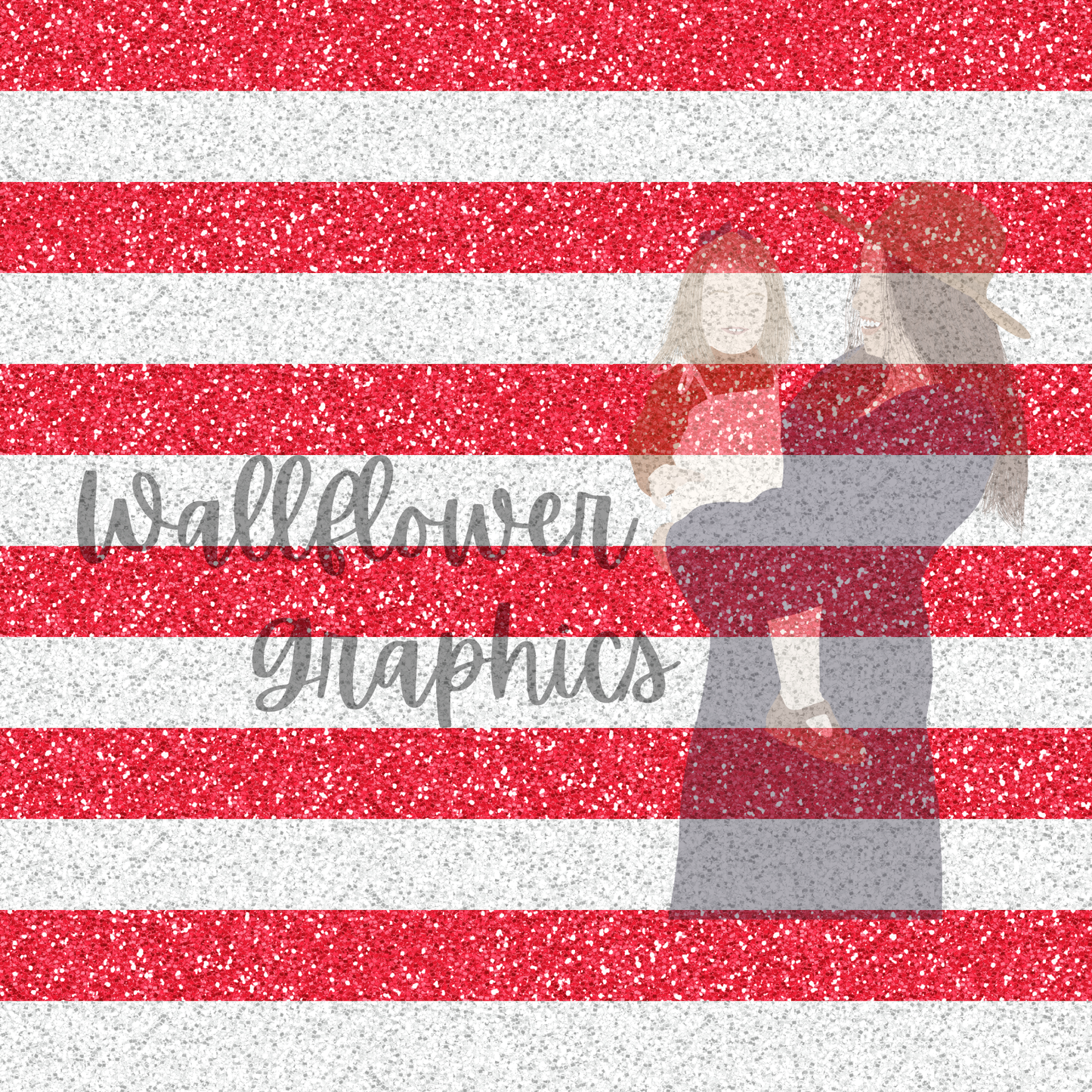 Glitter Red and White Stripes